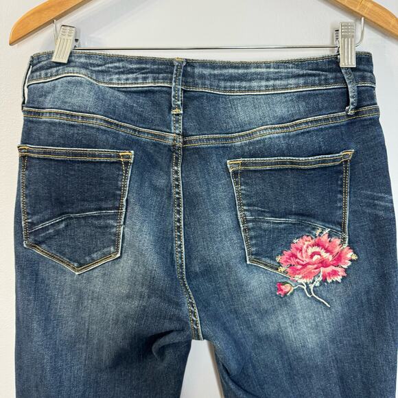 DRIFTWOOD Colette Embroidered Floral Cropped Jeans High Rise Women's 31 - Picture 6 of 11